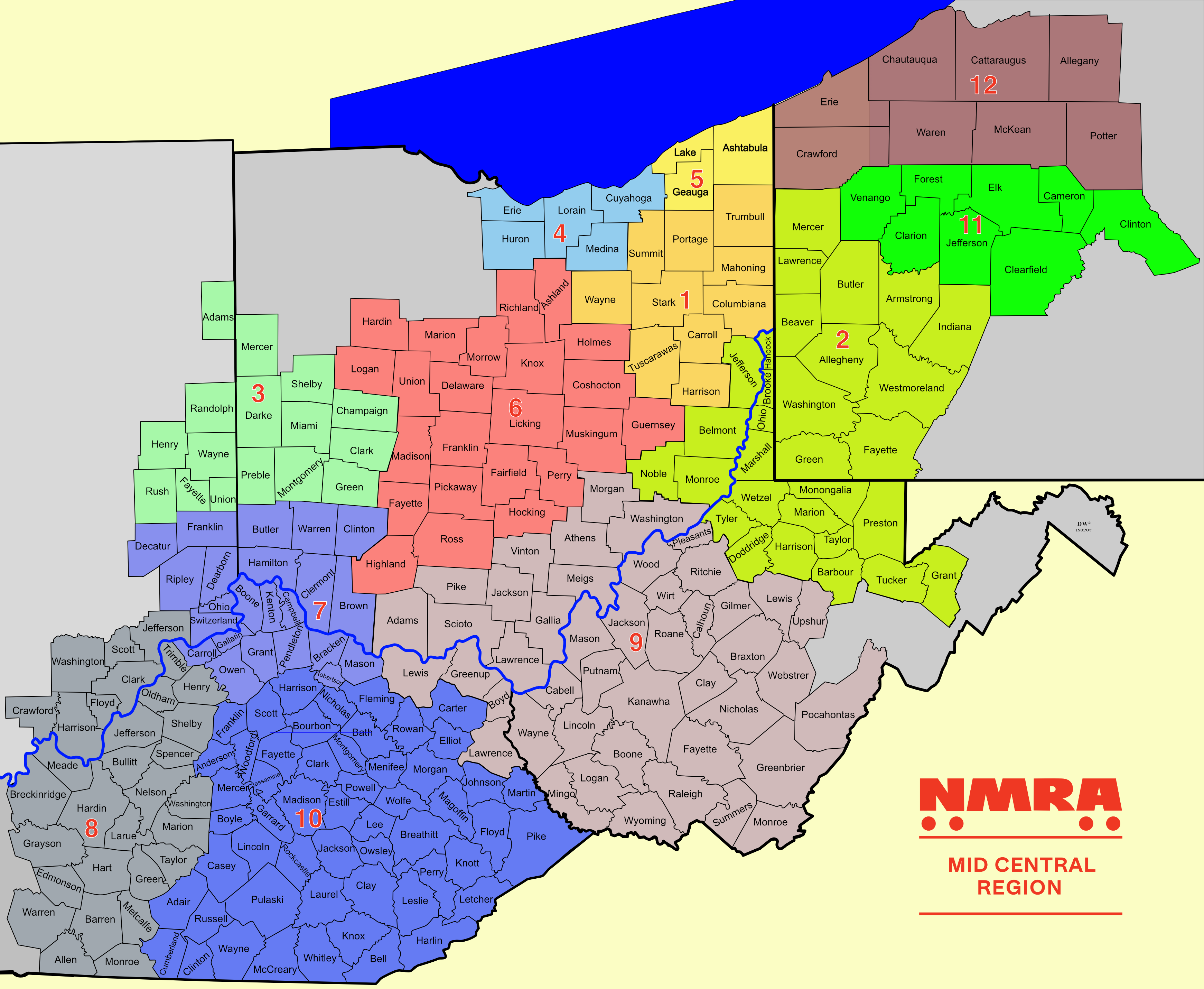 Mid Central Region Division Map